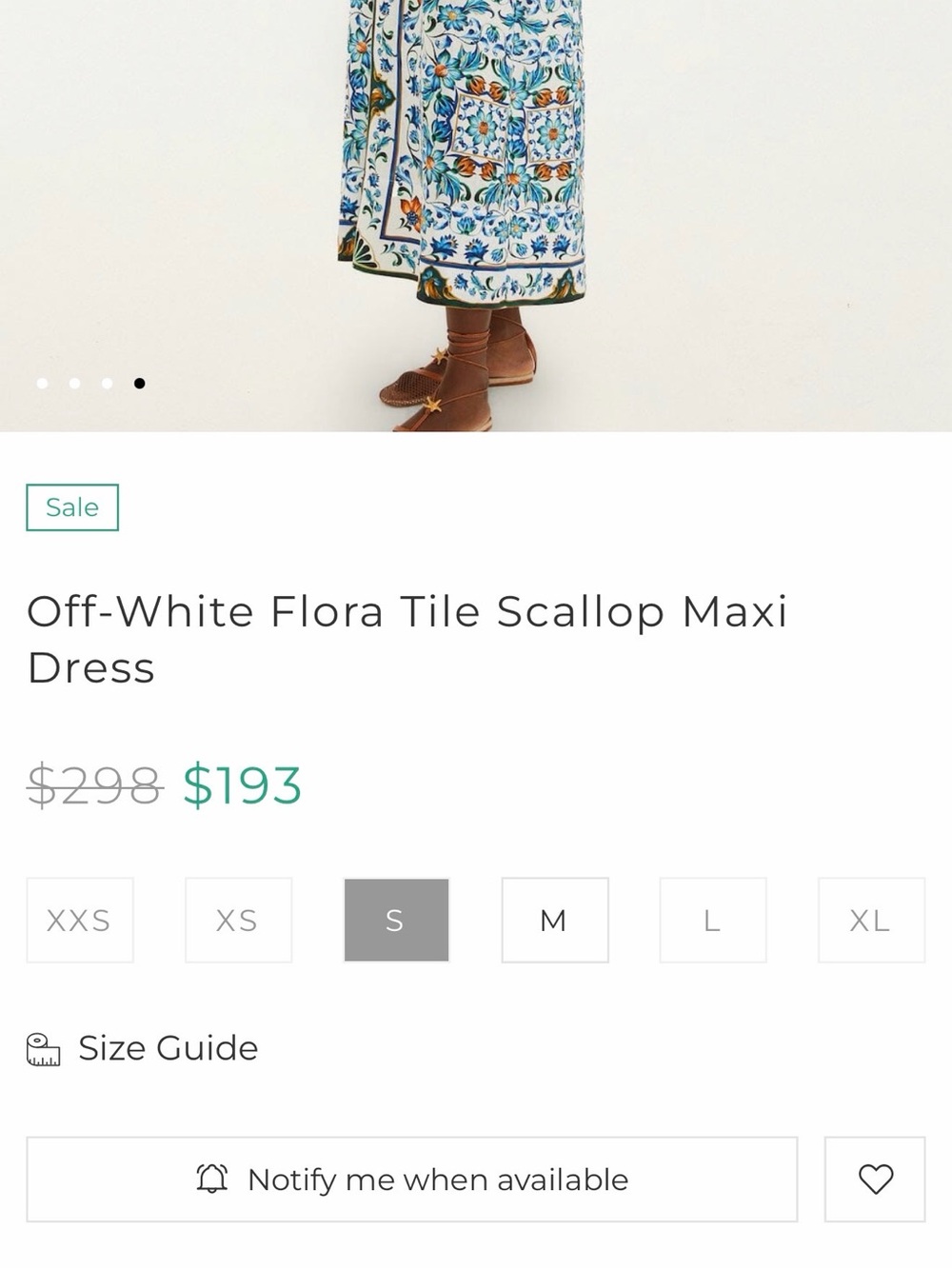 Farm Rio Off-White Flora Tile Scallop Maxi Dress - Picture 5 of 6